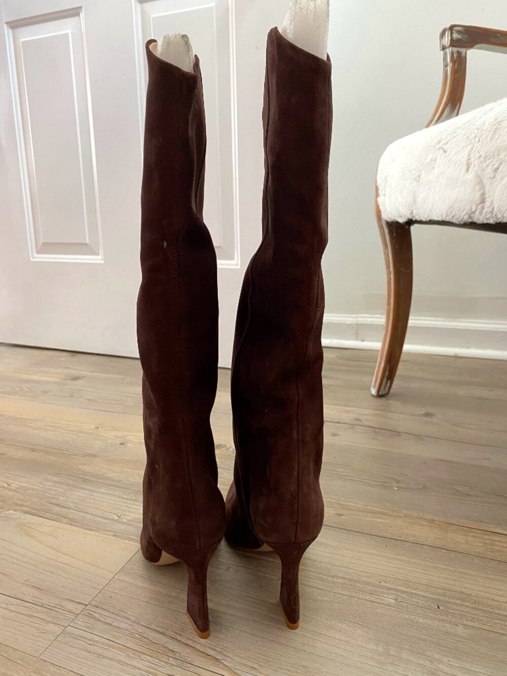 Schutz Brown Suede Flare Heeled Boots Size 9.5 - Picture 2 of 5